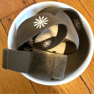 Canvas Belt with Daisy Design & Sliding Buckle
